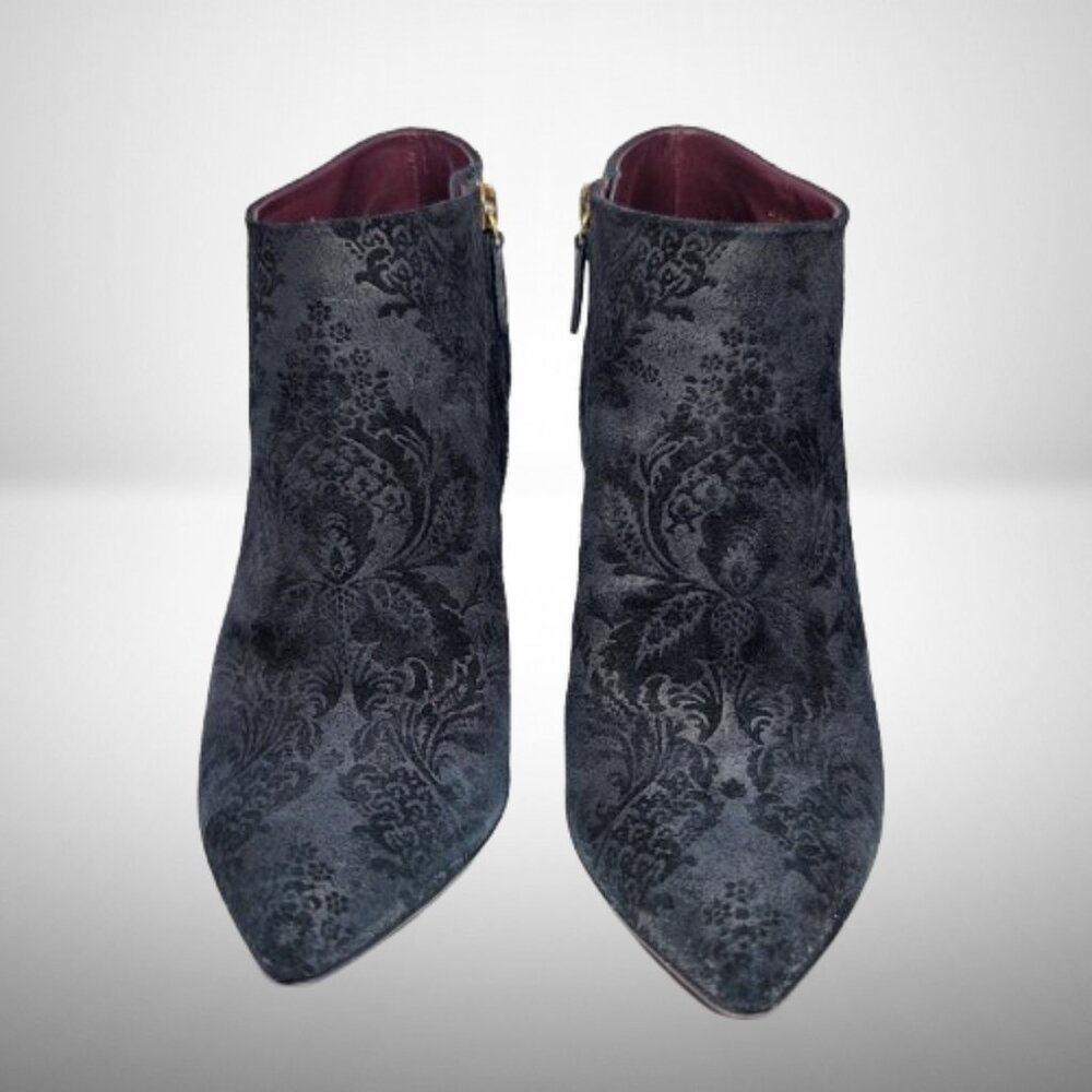 Gucci Black Embossed Suede Ankle Boots - Size 37.5 - Picture 7 of 13